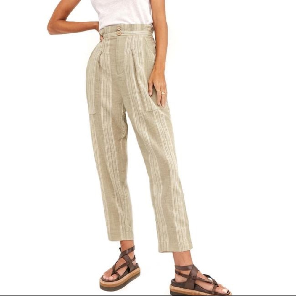 Free People Semi Sweet Cropped Sage green pant